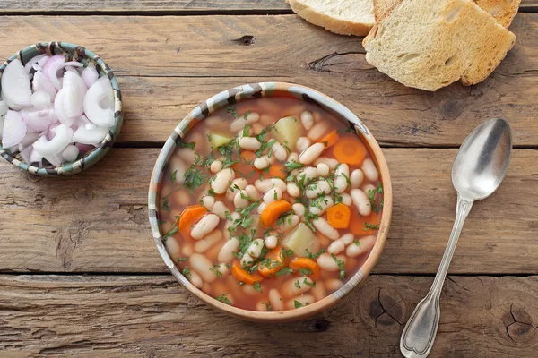 Homemade beans soup with vegetables — Stock Photo, Image