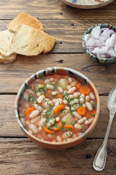 Homemade beans soup with vegetables — Stock Photo, Image