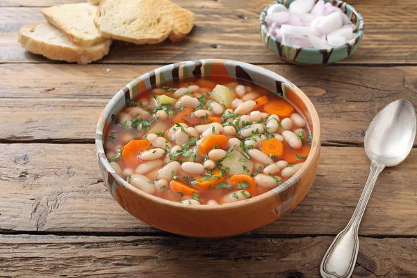 Homemade beans soup with vegetables — Stock Photo, Image