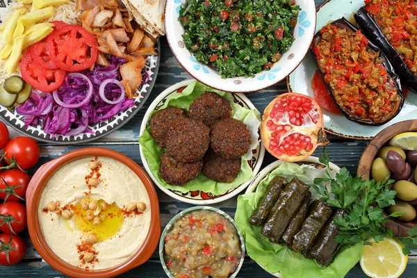 Assorted Middle Eastern Arabic Dishes Background — Stock Photo, Image