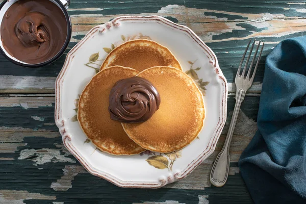 Panquecas Com Chocolate Derretido — Fotografia de Stock