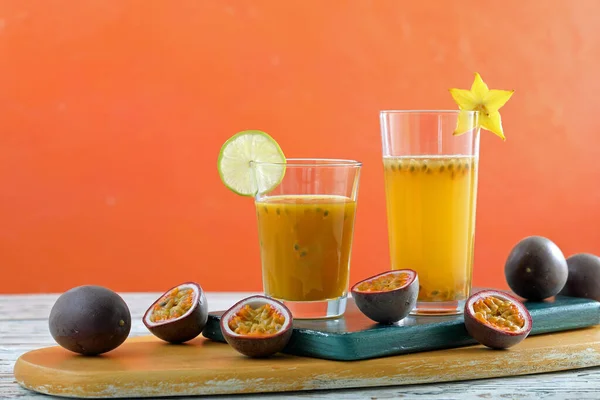 Frutta Succo Frullati Colore Sfondo Completo — Foto Stock