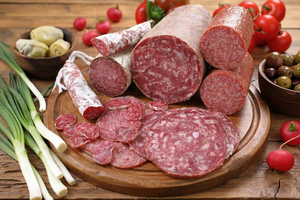 Italian Traditional Salami Chopping Board Stock Image