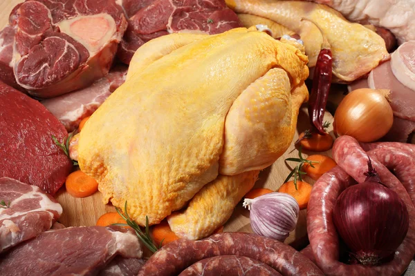 Olika typer av rad kött — Stockfoto
