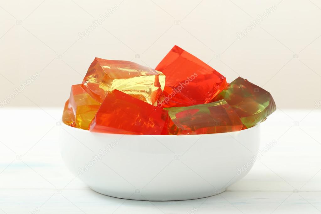Colorful cubes of fruit jelly