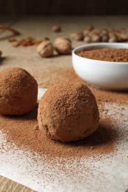 Chocolate pralines handmade preparation