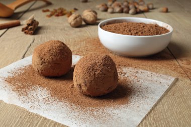 Chocolate pralines handmade preparation