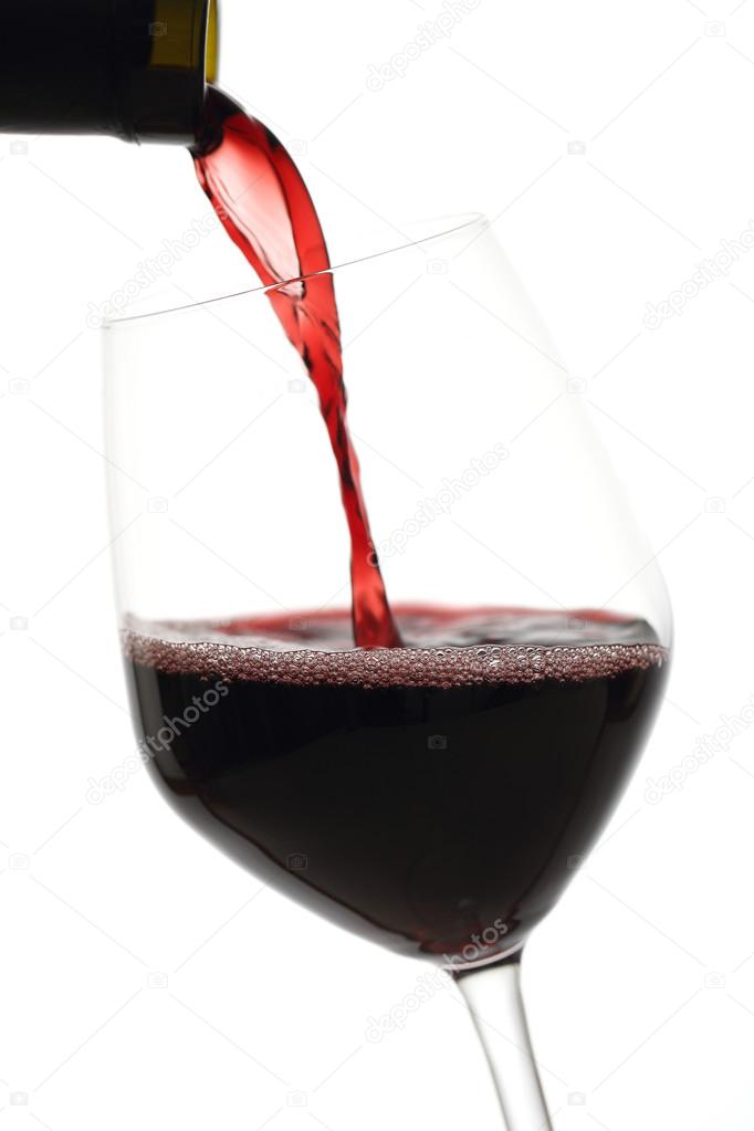 Glass of wine white background