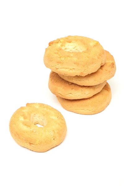 Pile of round salt biscuits — Stock Photo, Image