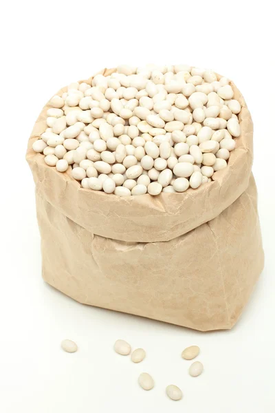 White beans in a sack — Stock Photo, Image