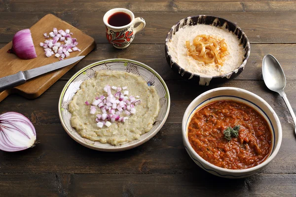 Vegetarian food  red pepper and eggplant dish — Stock Photo, Image