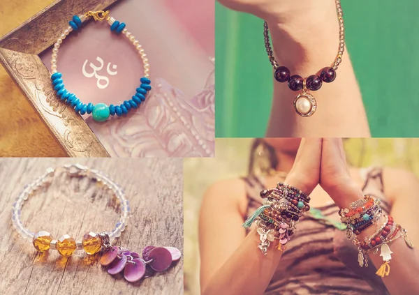 Collection of yoga bracelets — Stock Photo, Image