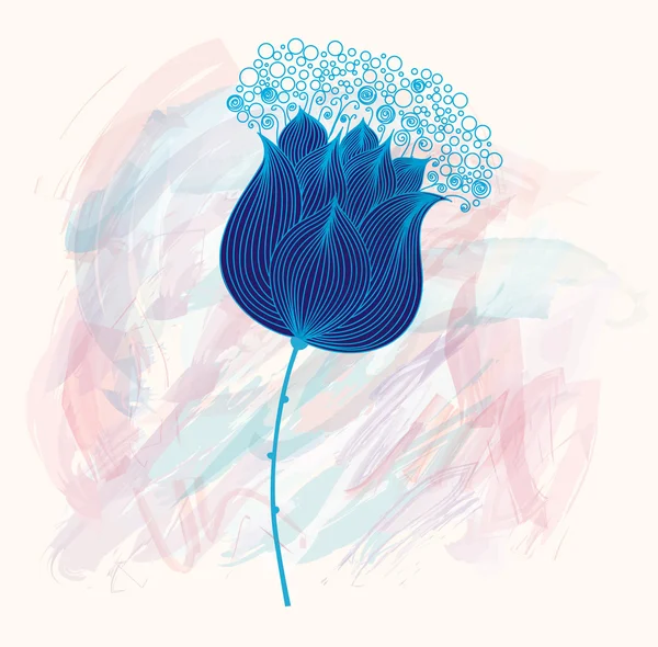 Abbildung mit blauer Blume — Stockvektor