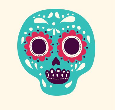 İllüstrasyon renkli kafatası ile