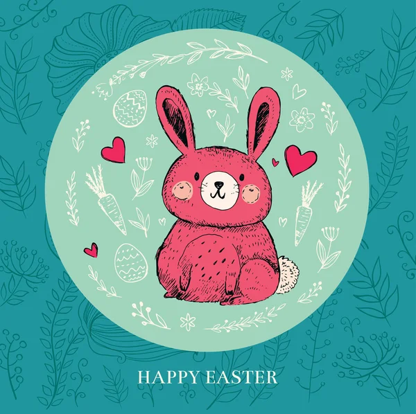 Щасливі великодні вітальні листівки з кроликом — стоковий вектор