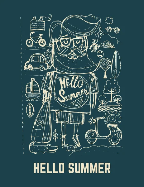 Hola ilustración de verano — Vector de stock