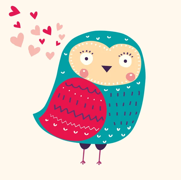Karta z cute little owl. — Wektor stockowy