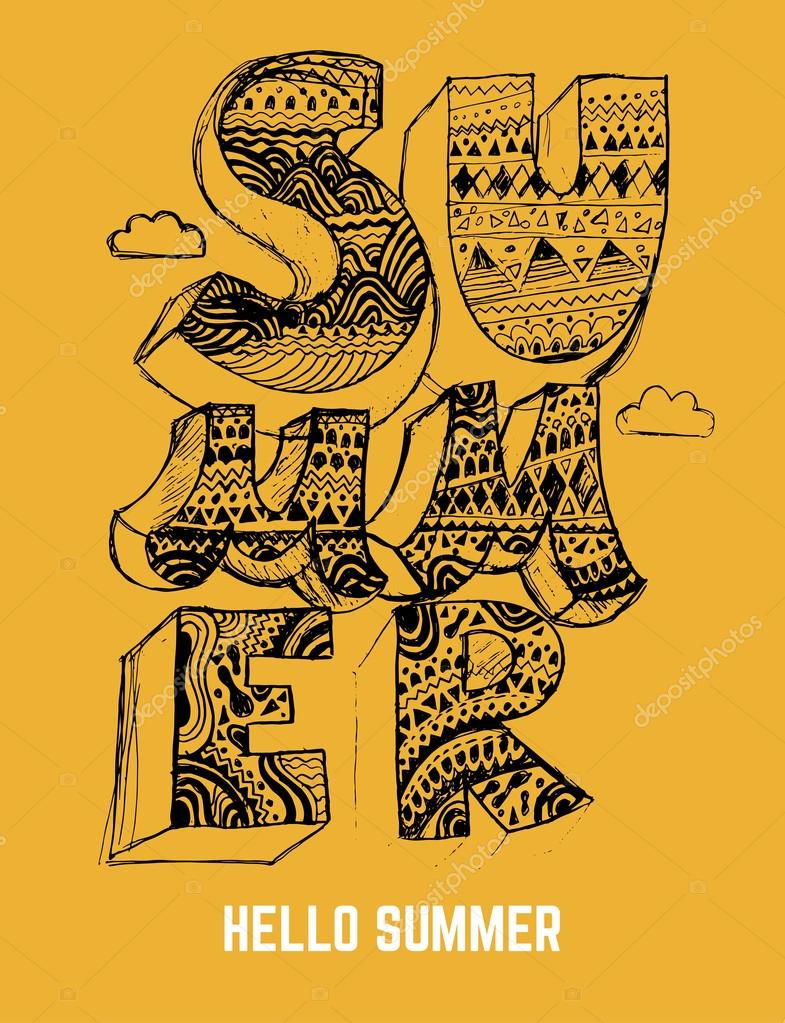 Hello Summer vector illustration.