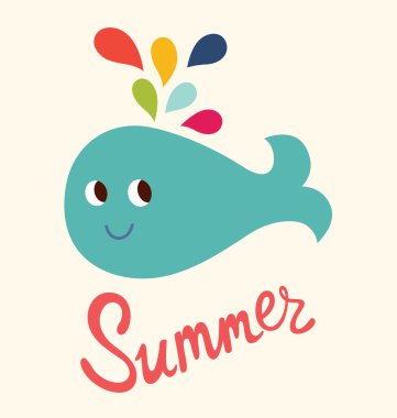 Yaz illüstrasyon eğlenceli balina
