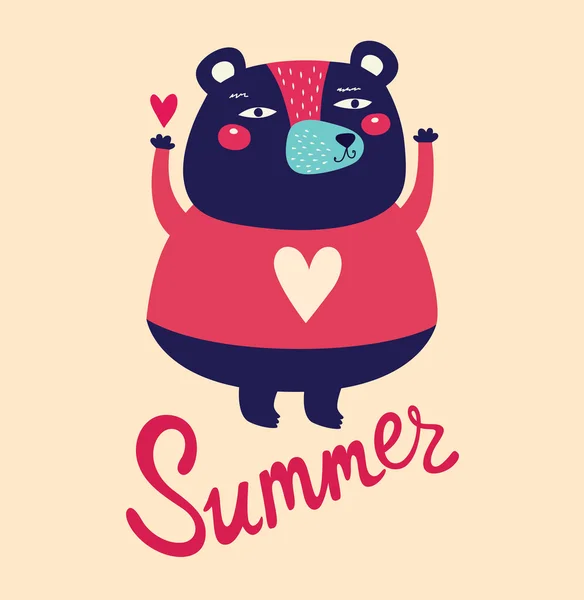 Zomer Bear illustratie — Stockvector