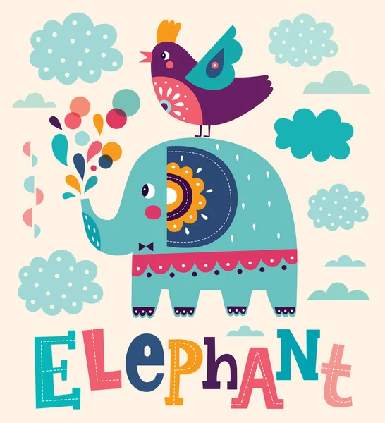 Elefante lindo encantador — Vector de stock