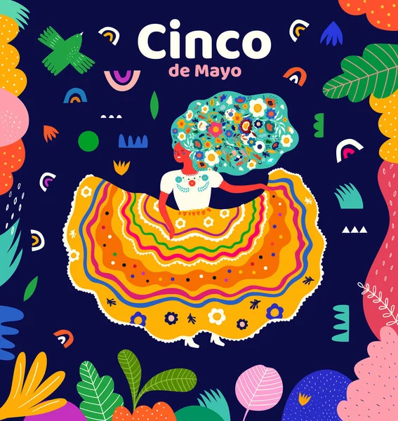 Design Coloré Pour Des Vacances Mexicaines Chinco Mayo — Image vectorielle