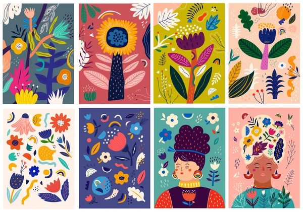 Lindos Papéis Parede Primavera Brilhante Cartazes Capas Cartões Com Flores —  Vetores de Stock