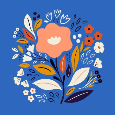 Sarı arka planda yaprakları ve çiçekleri olan güzel romantik bir buket.