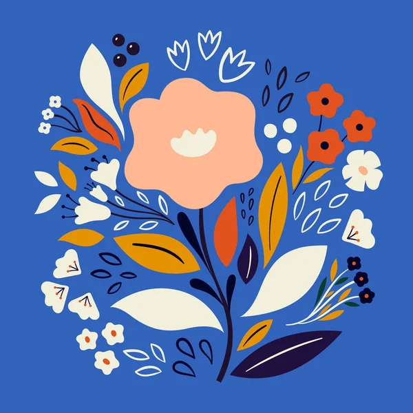 Hermoso Ramo Floral Romántico Con Flores Hojas Fondo Amarillo — Vector de stock