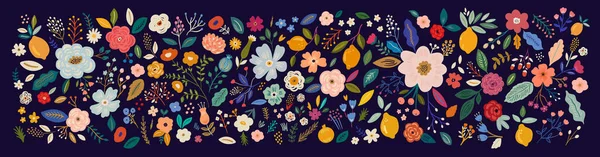 花の花束 花の組成と美しいロマンチックな花のコレクション ノートカバー — ストックベクタ
