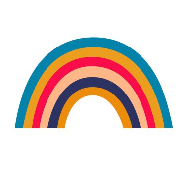 Dekoratif soyut sanat gökkuşağı. El çizimi modern vektör çizimi. Renkli, taze yaz dekoratif koleksiyonu