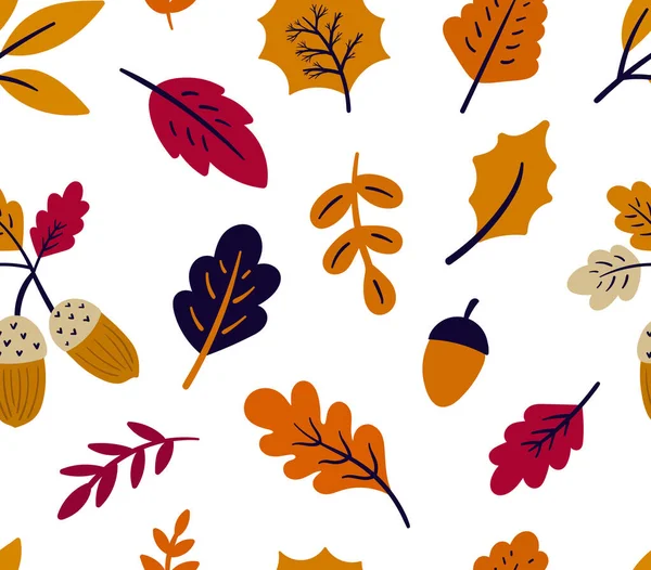 Nahtloses Muster Mit Herbstblättern — Stockvektor