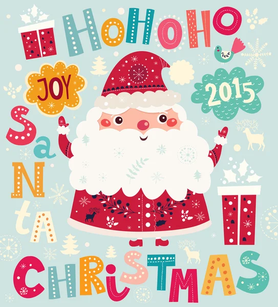 Carte Nouvel An avec Père Noël — Image vectorielle