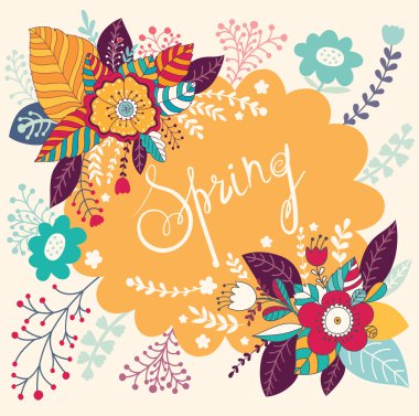 Bahar çiçek tebrik kartı