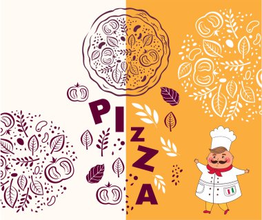Aşçı ve pizza için malzemeler