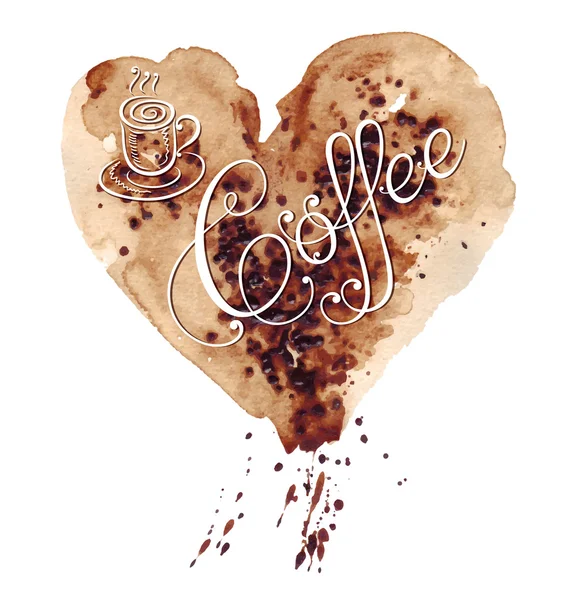 Coeur dessiné pour café — Image vectorielle