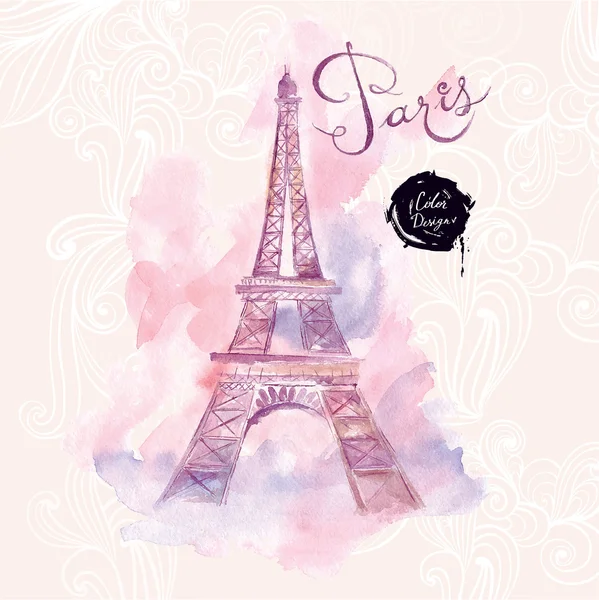 Aquarel Eiffel Tower — Stockvector