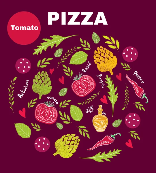 Plantilla de menú de pizza — Vector de stock
