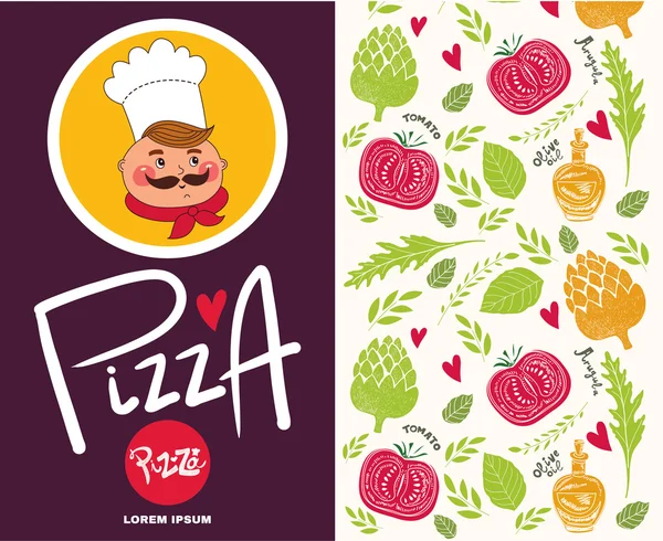 Modelo de menu de pizza — Vetor de Stock