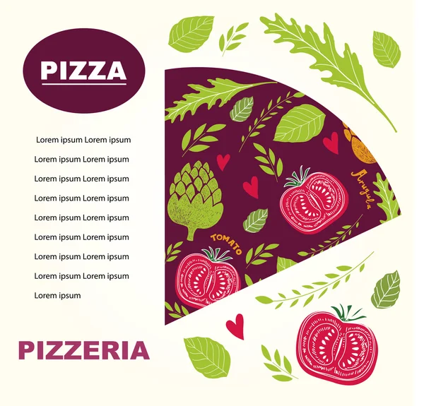 Gekleurde pizza menu. — Stockvector