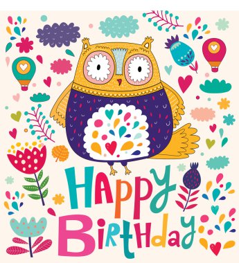 Baykuş tebrik kartı