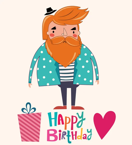 Greeting card with male character — Stock Vector