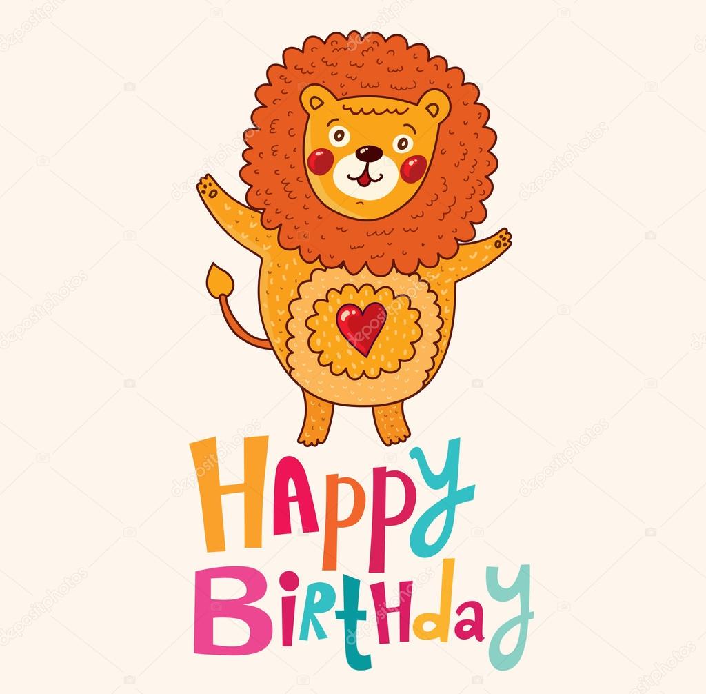 Glückwunschkarte zum Geburtstag mit Löwe lizenzfreie