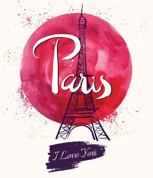 París con Torre Eiffel . — Vector de stock