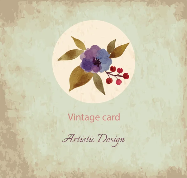 Carte Vintage avec fleur dessinée à la main — Image vectorielle