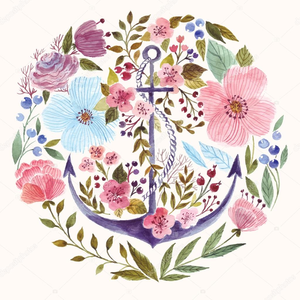adorable anchor with flowers