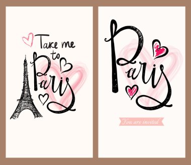 Eyfel Kulesi ve Paris ile kartpostallar
