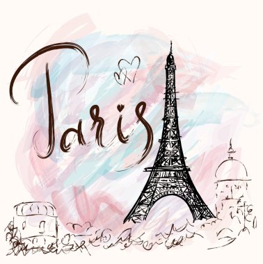 illustration with Eiffel tower, Paris