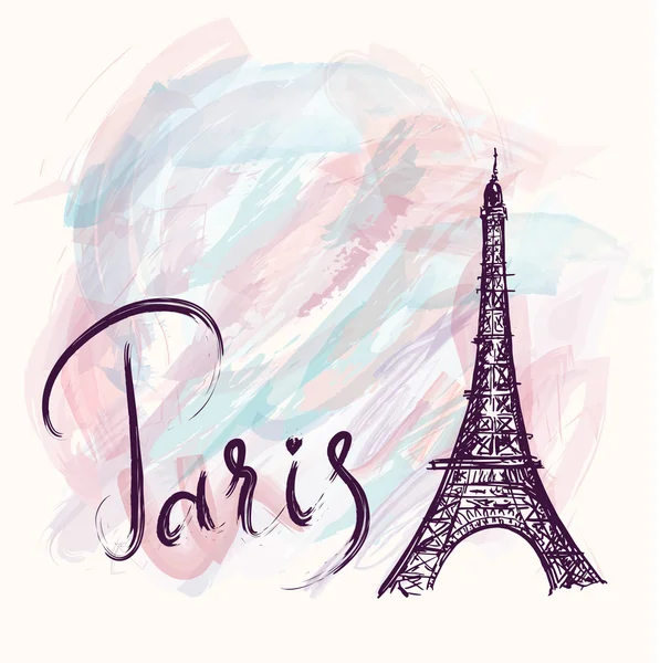 Illust con Torre Eiffel, París — Vector de stock