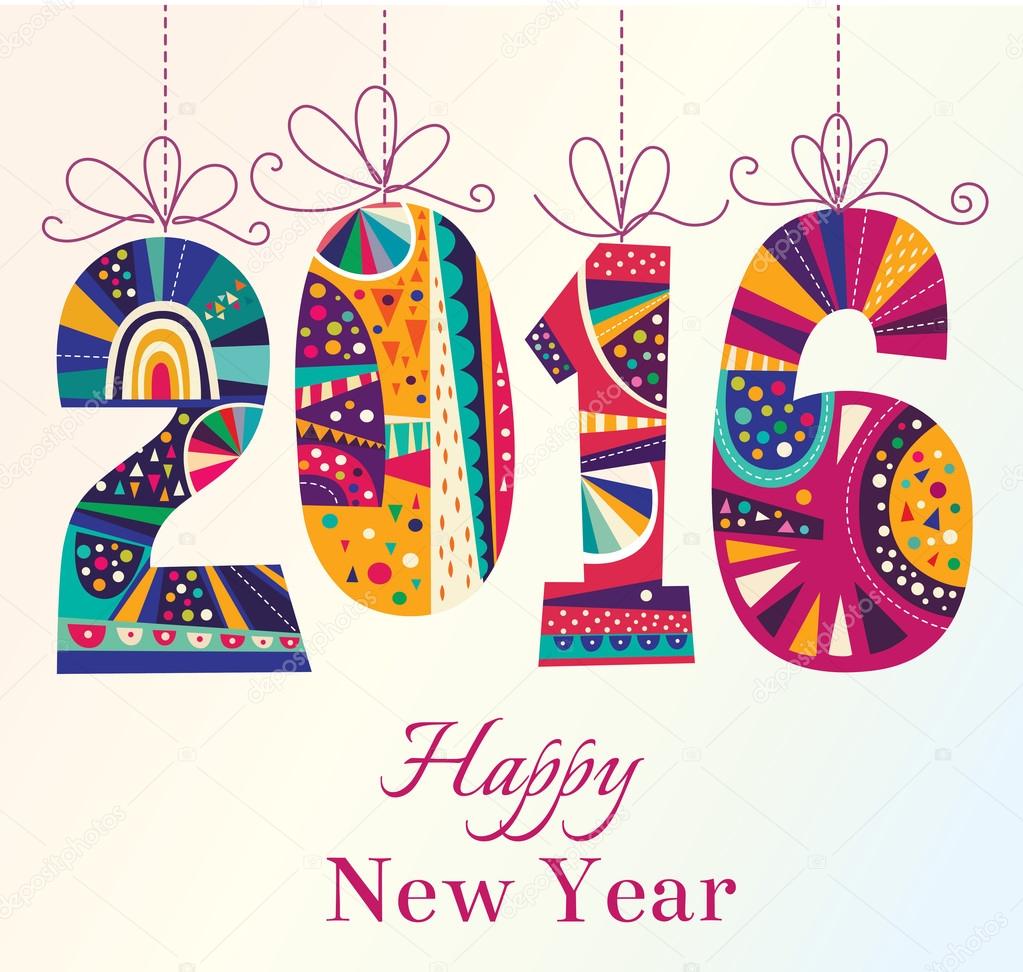 Cartolina d auguri capodanno colorato 2016 — Vettoriali di Molesko